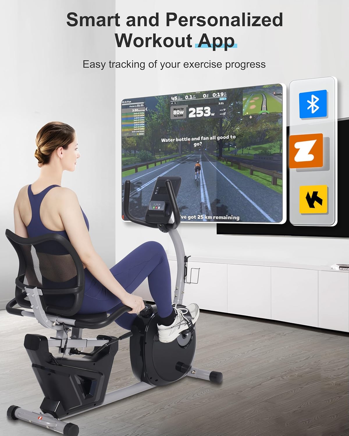 1759775248_Recumbent-Exercise-Bike-Recumbent-Bike-for-Home-with-Smart-Workout-APP-Recumbent-Bikes-with-Ergonomic-Backrest-and-Comfort-Seat-420LBS-Weight-Capacity-Larger-Backlit-Display.jpg Recumbent Exercise Bike, Recumbent Bike for Home with Smart Workout APP - Recumbent Bikes with Ergonomic Backrest and Comfort Seat, 420LBS Weight Capacity, Larger Backlit Display - Image 4