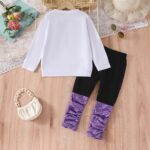 Kids Toddler Girls Clothes Figure Graphic Drop Shoulder Top Pullover Spotted Print Pants Fall Winter Outfit Set - Image 8
