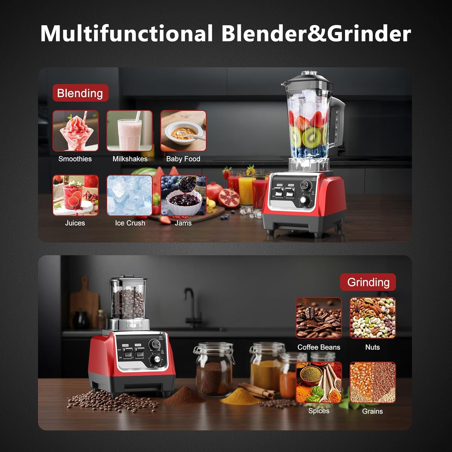 1759776829_1800W-Smoothie-Blender-and-Grinder-Combo-70OZ-Large-Capacity-Countertop-Blenders-for-Kitchen-High-Speed-Blender-for-Smoothies-Ice-Crushing-Frozen-Drinks-Puree-Dark-Red.jpg 1800W Smoothie Blender and Grinder Combo 70OZ Large Capacity Countertop Blenders for Kitchen High Speed Blender for Smoothies Ice Crushing Frozen Drinks Puree (Dark Red) - Image 3