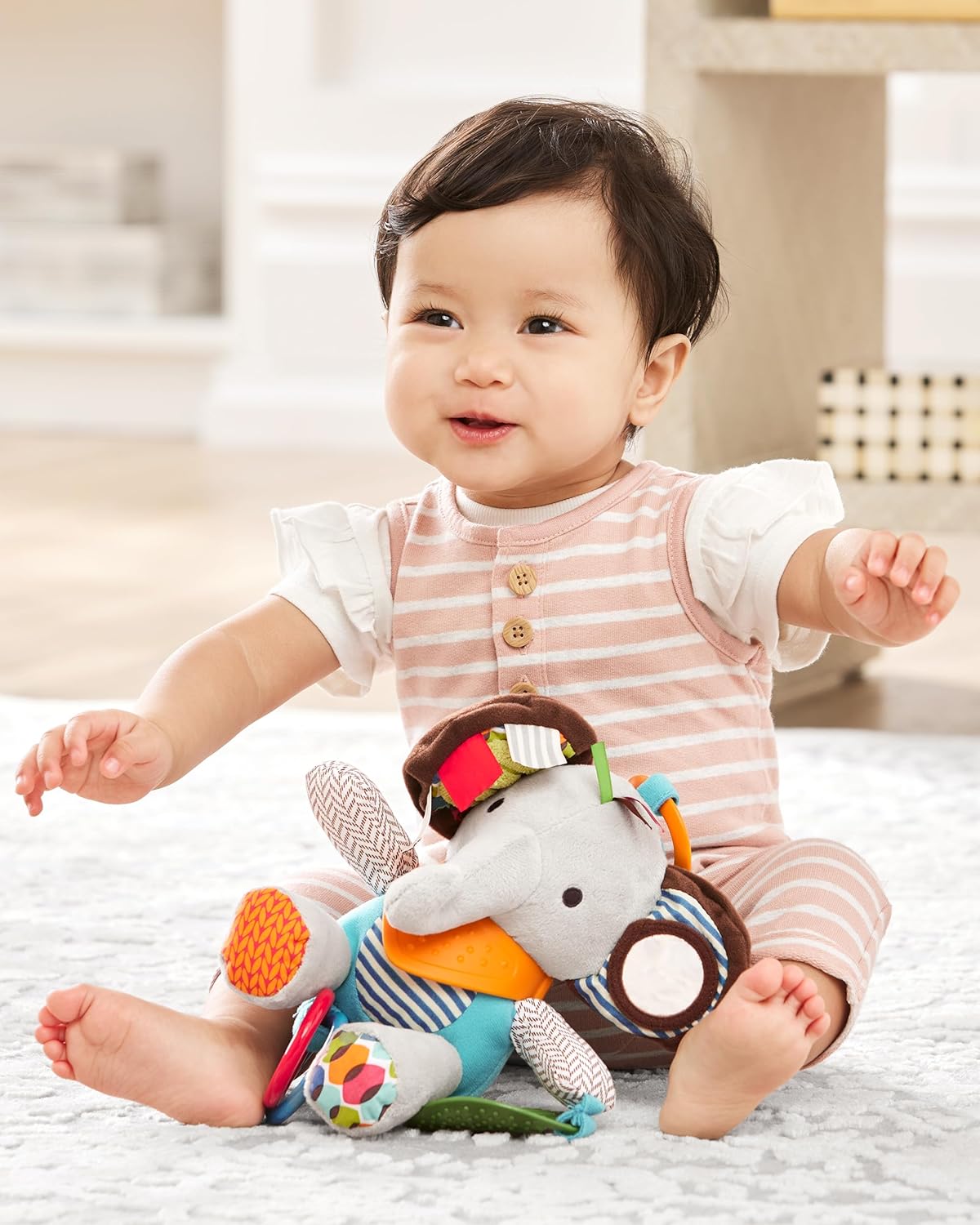 1759777220_Skip-Hop-Bandana-Buddies-Baby-Activity-and-Teething-Toy-with-Multi-Sensory-Rattle-and-Textures-Elephant.jpg Skip Hop Bandana Buddies Baby Activity and Teething Toy with Multi-Sensory Rattle and Textures, Elephant - Image 5
