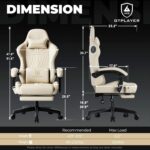 GTPLAYER ACE-PRO Music Gaming Chairs – Built-in Speakers, App Support & Bluetooth Control, Footrest & Pocket, Gamer Chair for Adults, Ivory - Image 4