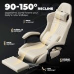 GTPLAYER ACE-PRO Music Gaming Chairs – Built-in Speakers, App Support & Bluetooth Control, Footrest & Pocket, Gamer Chair for Adults, Ivory - Image 9