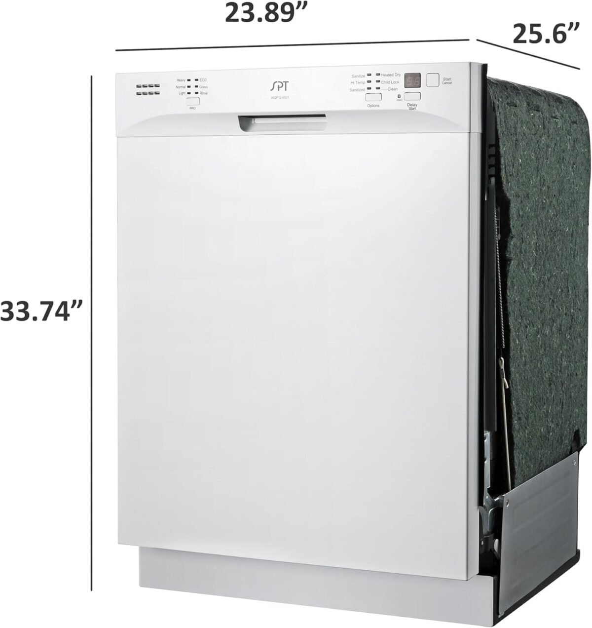SPT SD-6501WA 24″-wide Built-In Stainless Steel Tall Tub Dishwasher with ENERGY STAR, Heated Drying, 6 Wash Programs and 14 Plate Settings – White - Image 6