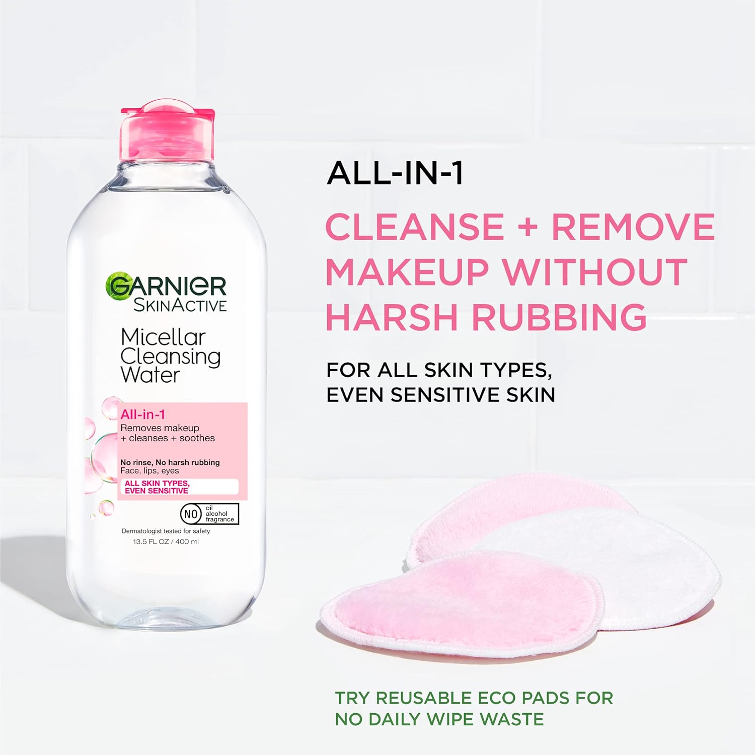 1759780836_Garnier-Micellar-Water-Hydrating-Facial-Cleanser-Makeup-Remover-Suitable-for-Sensitive-Skin-Vegan-Cruelty-Free-13.5-Fl-Oz-400mL-1-Count.jpg Garnier Micellar Water, Hydrating Facial Cleanser & Makeup Remover, Suitable for Sensitive Skin, Vegan, Cruelty Free, 13.5 Fl Oz (400mL), 1 Count - Image 4
