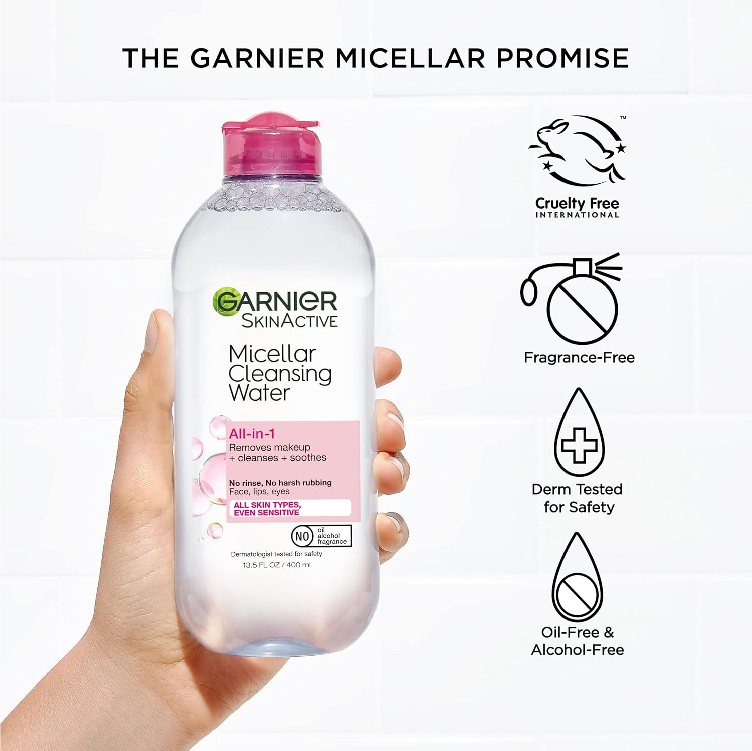 1759780842_Garnier-Micellar-Water-Hydrating-Facial-Cleanser-Makeup-Remover-Suitable-for-Sensitive-Skin-Vegan-Cruelty-Free-13.5-Fl-Oz-400mL-1-Count.jpg Garnier Micellar Water, Hydrating Facial Cleanser & Makeup Remover, Suitable for Sensitive Skin, Vegan, Cruelty Free, 13.5 Fl Oz (400mL), 1 Count - Image 7