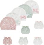 Baby Hat and Mittens Set Cotton Newborn Baby Hats Caps for Boys and Girls, 0-6 Months - Image 3