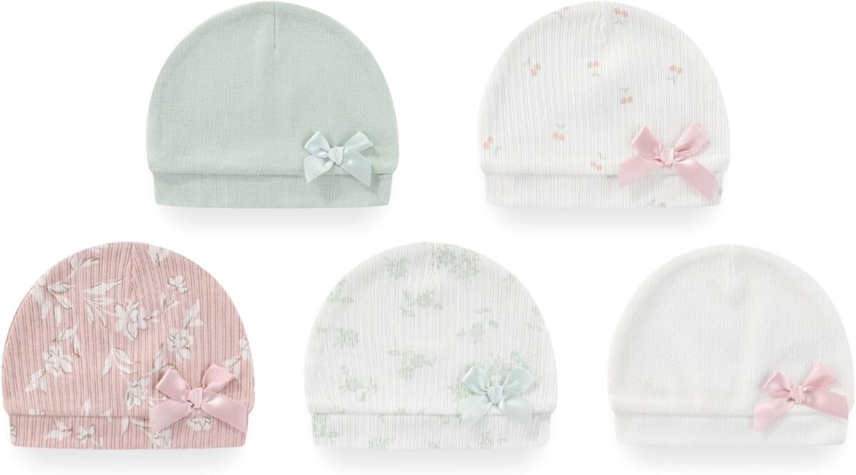 Baby Hat and Mittens Set Cotton Newborn Baby Hats Caps for Boys and Girls, 0-6 Months - Image 4