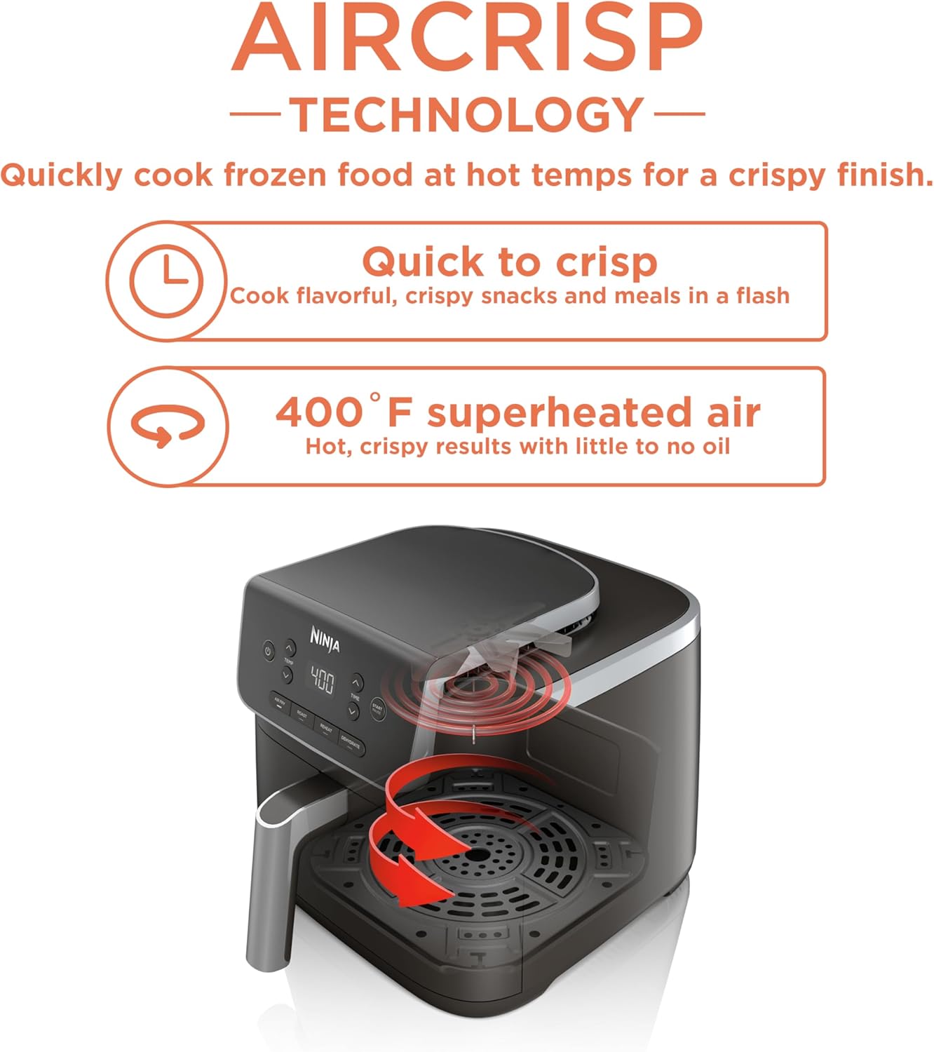 1759820183_Ninja-Air-Fryer-4-in-1-Pro-Air-Fry-Roast-Reheat-Dehydrate-5QT-Capacity-fits-up-to-4lbs-of-French-Fries-400F-Max-Temp-Nonstick-Basket-Crisper-Plate-120V-Grey-AF141.jpg Ninja | Air Fryer | 4-in-1 Pro Air Fry, Roast, Reheat, Dehydrate | 5QT Capacity fits up to 4lbs of French Fries | 400F Max Temp | Nonstick Basket & Crisper Plate | 120V | Grey | AF141 - Image 3