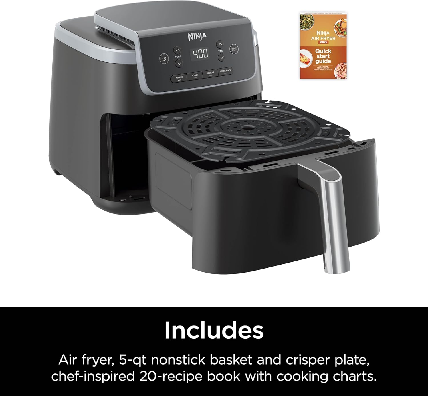 1759820195_Ninja-Air-Fryer-4-in-1-Pro-Air-Fry-Roast-Reheat-Dehydrate-5QT-Capacity-fits-up-to-4lbs-of-French-Fries-400F-Max-Temp-Nonstick-Basket-Crisper-Plate-120V-Grey-AF141.jpg Ninja | Air Fryer | 4-in-1 Pro Air Fry, Roast, Reheat, Dehydrate | 5QT Capacity fits up to 4lbs of French Fries | 400F Max Temp | Nonstick Basket & Crisper Plate | 120V | Grey | AF141 - Image 10