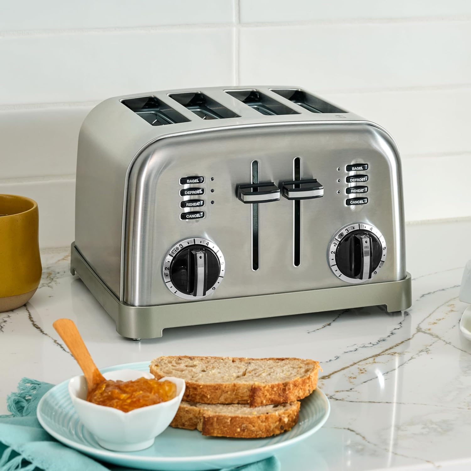 1759820270_Cuisinart-4-Slice-Toaster-Compact-Stainless-Steel-Toaster-with-Extra-Wide-Slots-for-Toasting-Bread-French-Toast-Bagels-and-Pastries-Defrost-Reheat-Functions-CPT-180P1-Brushed-Stainless.jpg Cuisinart 4 Slice Toaster, Compact Stainless Steel Toaster with Extra-Wide Slots for Toasting Bread, French Toast, Bagels and Pastries, Defrost & Reheat Functions, CPT-180P1, Brushed Stainless - Image 3