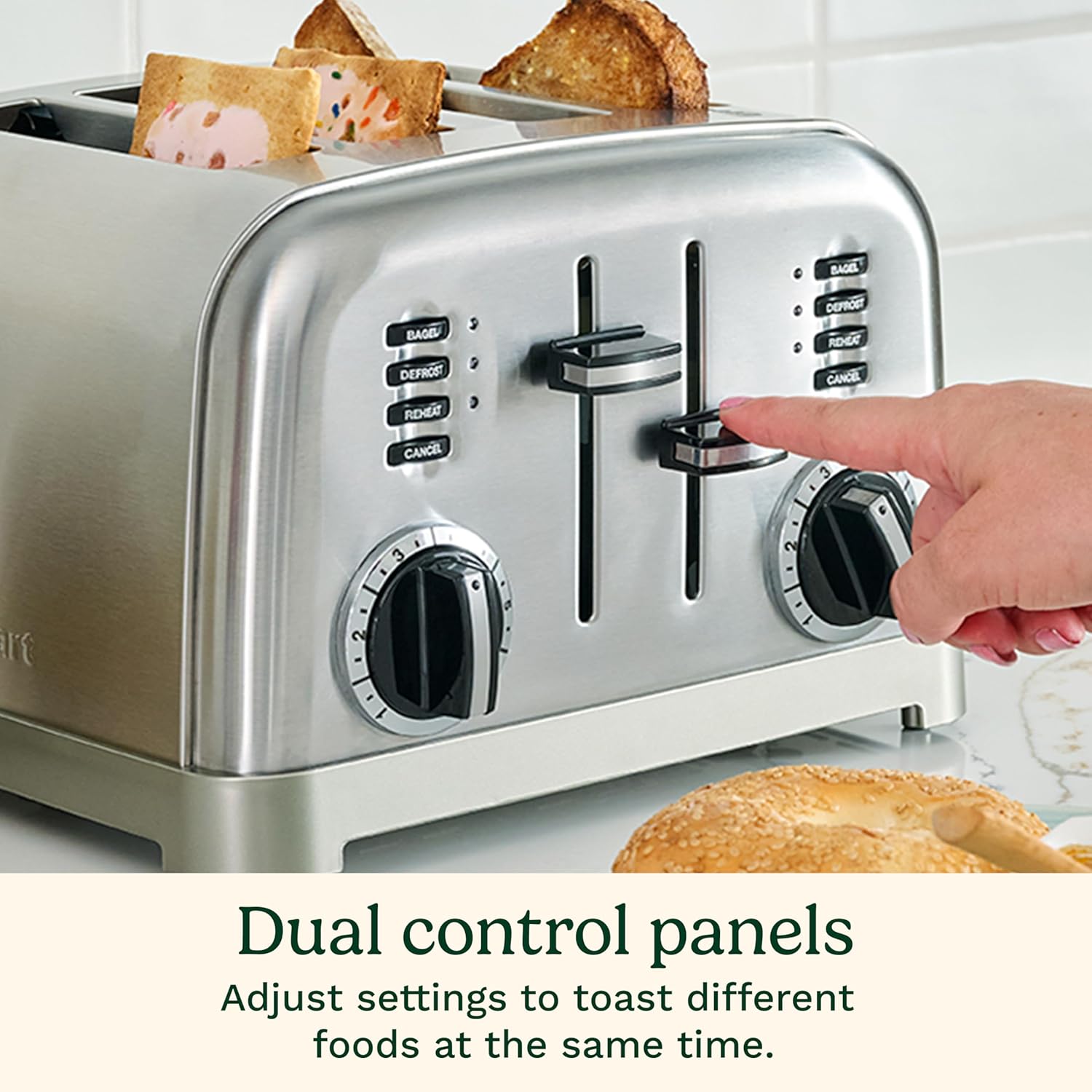 1759820276_Cuisinart-4-Slice-Toaster-Compact-Stainless-Steel-Toaster-with-Extra-Wide-Slots-for-Toasting-Bread-French-Toast-Bagels-and-Pastries-Defrost-Reheat-Functions-CPT-180P1-Brushed-Stainless.jpg Cuisinart 4 Slice Toaster, Compact Stainless Steel Toaster with Extra-Wide Slots for Toasting Bread, French Toast, Bagels and Pastries, Defrost & Reheat Functions, CPT-180P1, Brushed Stainless - Image 6