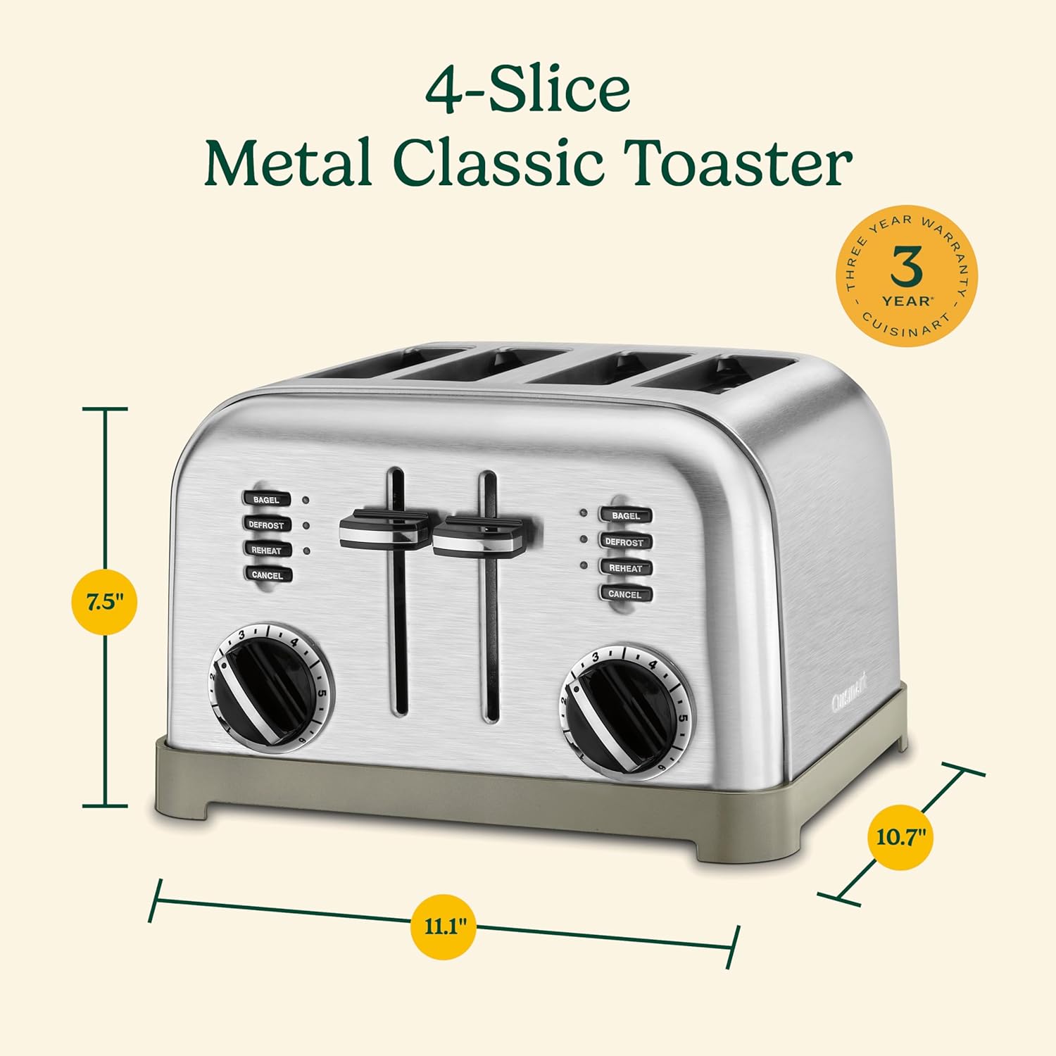 1759820280_Cuisinart-4-Slice-Toaster-Compact-Stainless-Steel-Toaster-with-Extra-Wide-Slots-for-Toasting-Bread-French-Toast-Bagels-and-Pastries-Defrost-Reheat-Functions-CPT-180P1-Brushed-Stainless.jpg Cuisinart 4 Slice Toaster, Compact Stainless Steel Toaster with Extra-Wide Slots for Toasting Bread, French Toast, Bagels and Pastries, Defrost & Reheat Functions, CPT-180P1, Brushed Stainless - Image 8