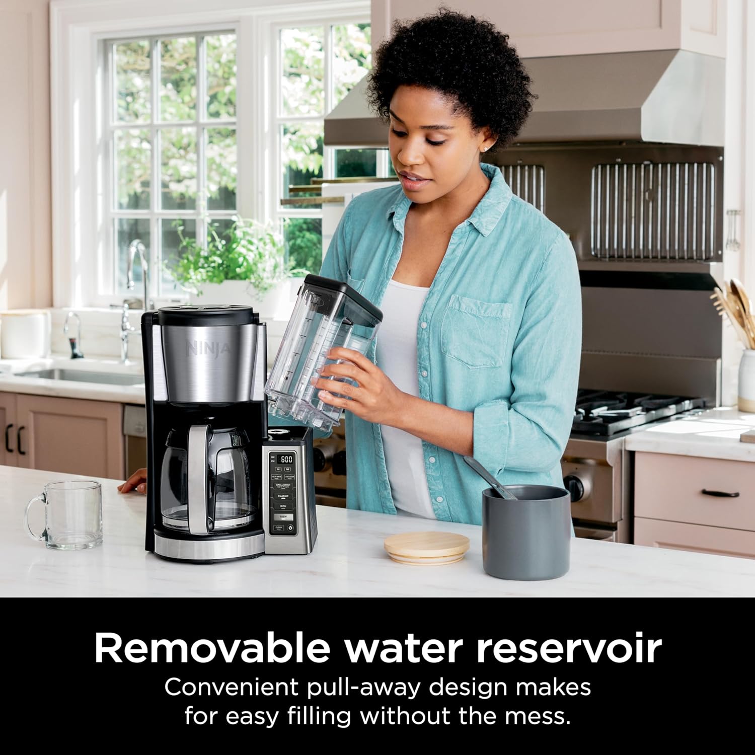 1759821112_Ninja-12-Cup-Programmable-Coffee-Brewer-2-Brew-Styles-Adjustable-Warm-Plate-60oz-Water-Reservoir-Delay-Brew-BlackStainless-Steel.jpg Ninja 12-Cup Programmable Coffee Brewer, 2 Brew Styles, Adjustable Warm Plate, 60oz Water Reservoir, Delay Brew - Black/Stainless Steel - Image 4