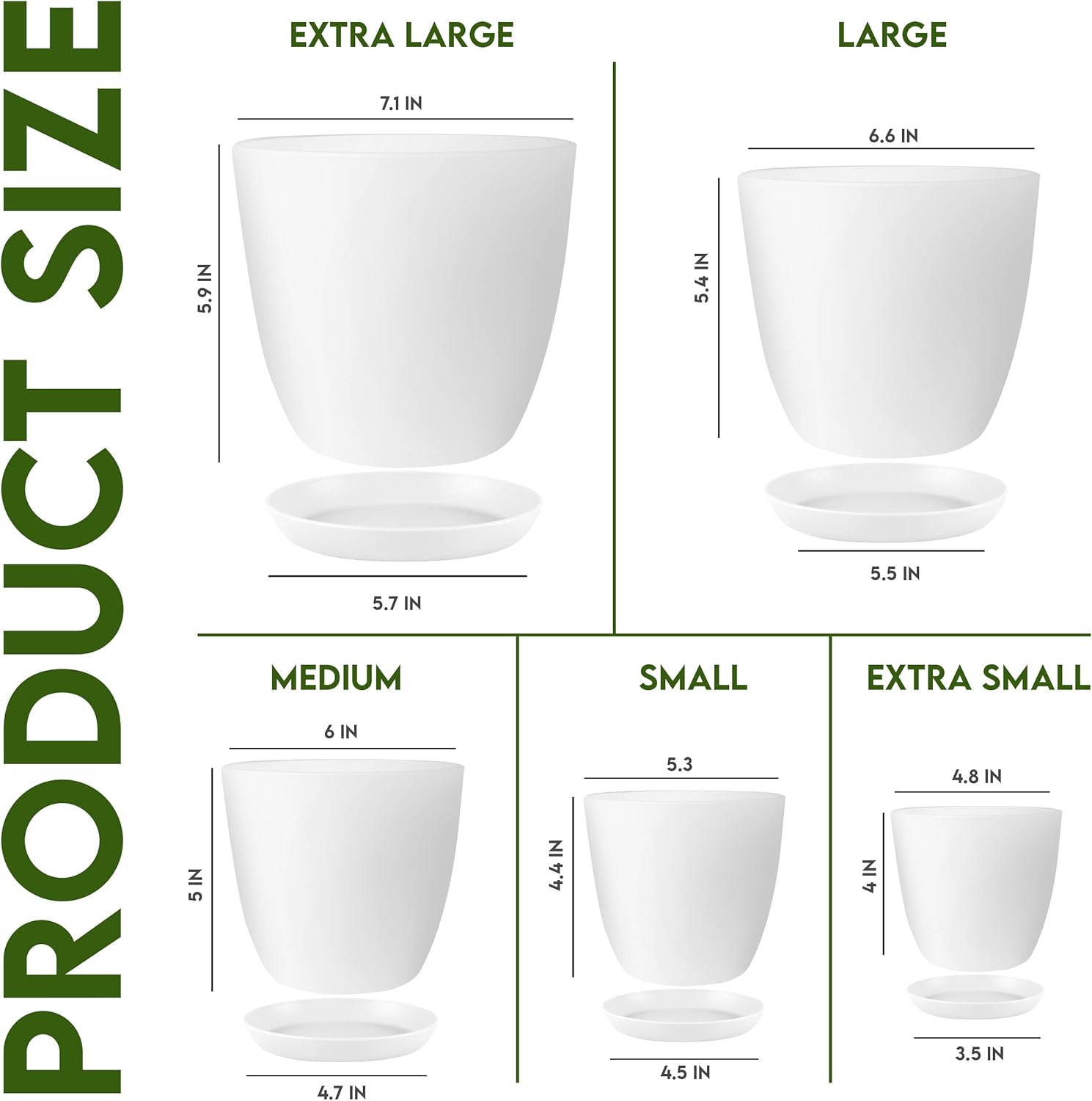 1759821182_Utopia-Home-Plant-Pots-Indoor-with-Drainage-76.665.34.8-Inches-Garden-Flower-Pots-for-Indoor-Planter-5-Pack-White-Plastic-Planters-Ideal-for-Stocking-Stuffers-or-Room-Office-Home-Decor.jpg Utopia Home - Plant Pots Indoor with Drainage - 7/6.6/6/5.3/4.8 Inches Garden Flower Pots for Indoor Planter - 5 Pack White Plastic Planters - Ideal for Stocking Stuffers or Room, Office Home Decor - Image 3
