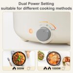 TOPWIT Electric Pot, 3L Hot Pot Electric, Rapid Noodles Cooker, Non-Stick Frying Pan, Multifunctional Electric Hot Pot for Steak, Egg, Ramen, Soup, Shabu Shabu Pot for Camping, RVs, Party, Beige - Image 4