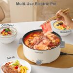 TOPWIT Electric Pot, 3L Hot Pot Electric, Rapid Noodles Cooker, Non-Stick Frying Pan, Multifunctional Electric Hot Pot for Steak, Egg, Ramen, Soup, Shabu Shabu Pot for Camping, RVs, Party, Beige - Image 5