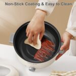 TOPWIT Electric Pot, 3L Hot Pot Electric, Rapid Noodles Cooker, Non-Stick Frying Pan, Multifunctional Electric Hot Pot for Steak, Egg, Ramen, Soup, Shabu Shabu Pot for Camping, RVs, Party, Beige - Image 7