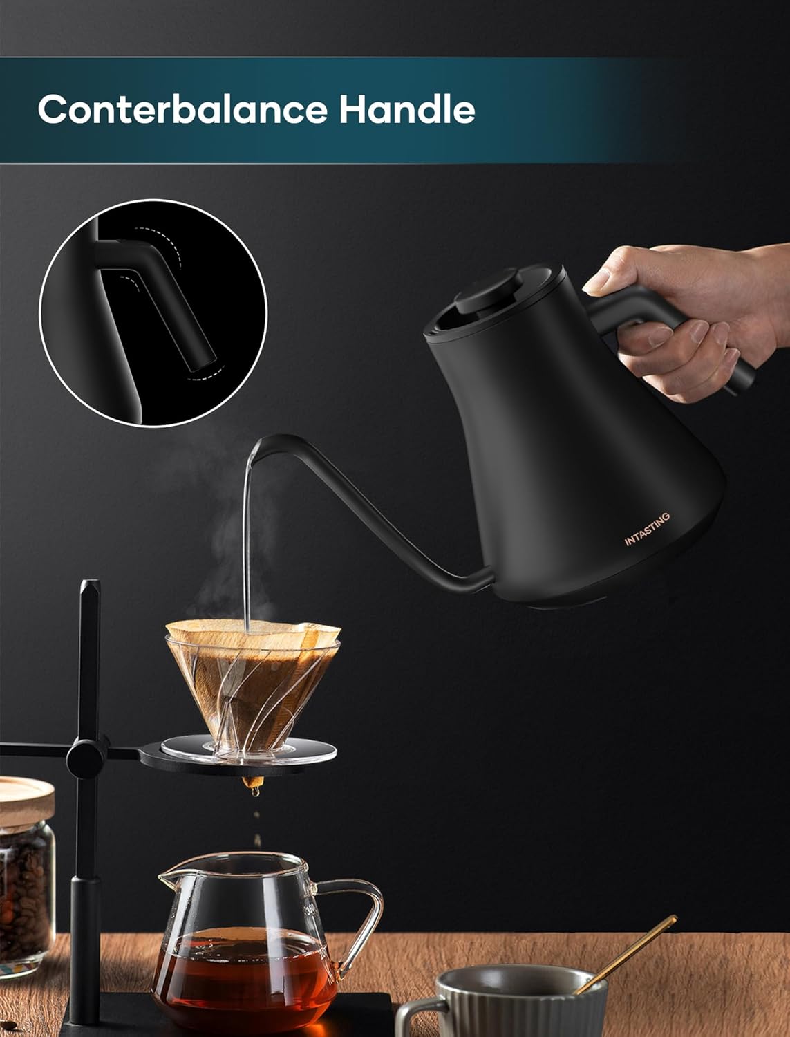 1759851220_Electric-Kettles-Gooseneck-Electric-Kettle-±1℉-Temperature-Control-Stainless-Steel-Inner-Quick-Heating-for-Pour-Over-Coffee-Brew-Tea-Boil-Hot-Water-0.9L-Black.jpg Electric Kettles, Gooseneck Electric Kettle, ±1℉ Temperature Control, Stainless Steel Inner, Quick Heating, for Pour Over Coffee, Brew Tea, Boil Hot Water, 0.9L Black - Image 3