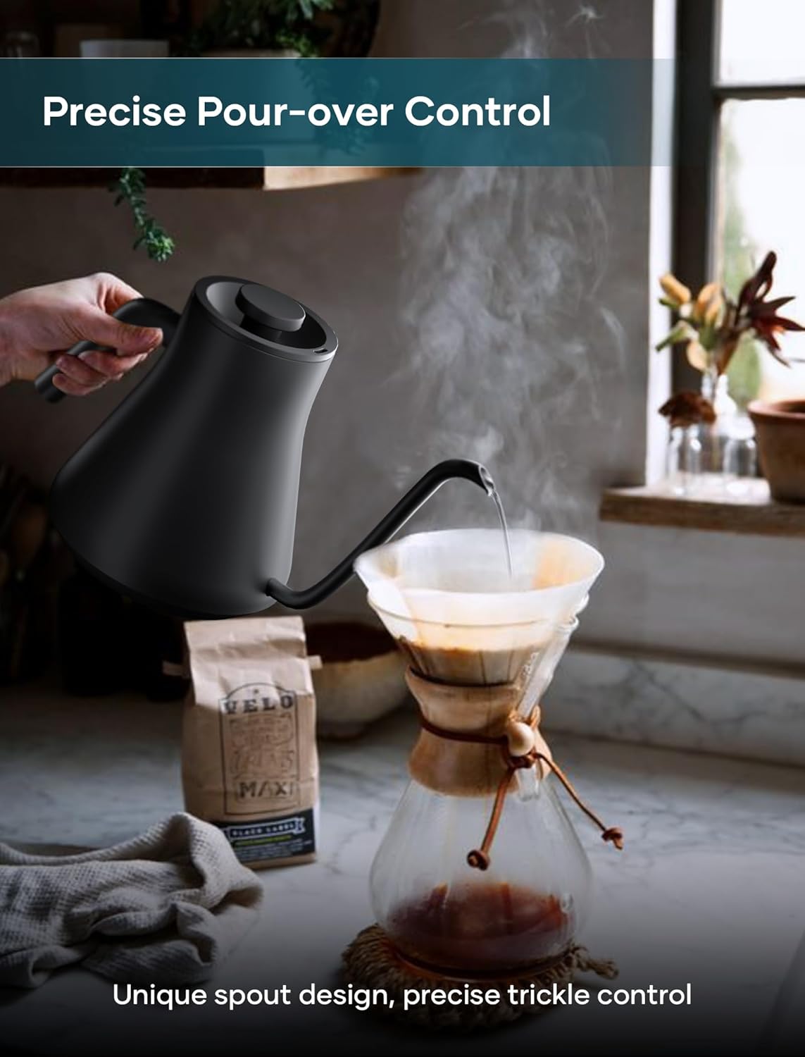1759851222_Electric-Kettles-Gooseneck-Electric-Kettle-±1℉-Temperature-Control-Stainless-Steel-Inner-Quick-Heating-for-Pour-Over-Coffee-Brew-Tea-Boil-Hot-Water-0.9L-Black.jpg Electric Kettles, Gooseneck Electric Kettle, ±1℉ Temperature Control, Stainless Steel Inner, Quick Heating, for Pour Over Coffee, Brew Tea, Boil Hot Water, 0.9L Black - Image 5