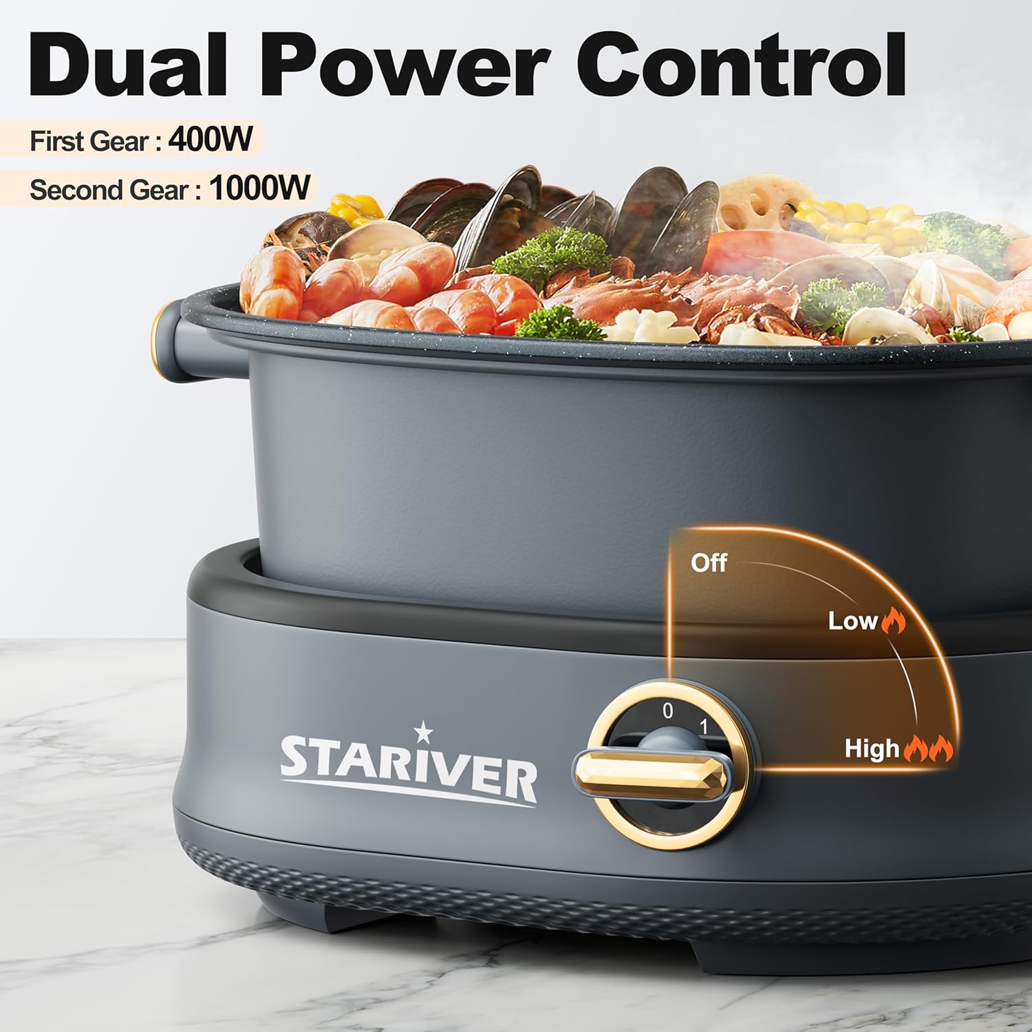 1759851224_Stariver-3L-Electric-Hot-Pot-with-Dual-Power-Control-and-Non-StickElectric-Shabu-Shabu-Pot-with-Removable-Pot-Electric-Pot-with-Tempered-Glass-Lid-for-Party-Family-Dinners.jpg Stariver 3L Electric Hot Pot with Dual-Power Control and Non-Stick,Electric Shabu Shabu Pot with Removable Pot, Electric Pot with Tempered Glass Lid for Party, Family Dinners - Image 3