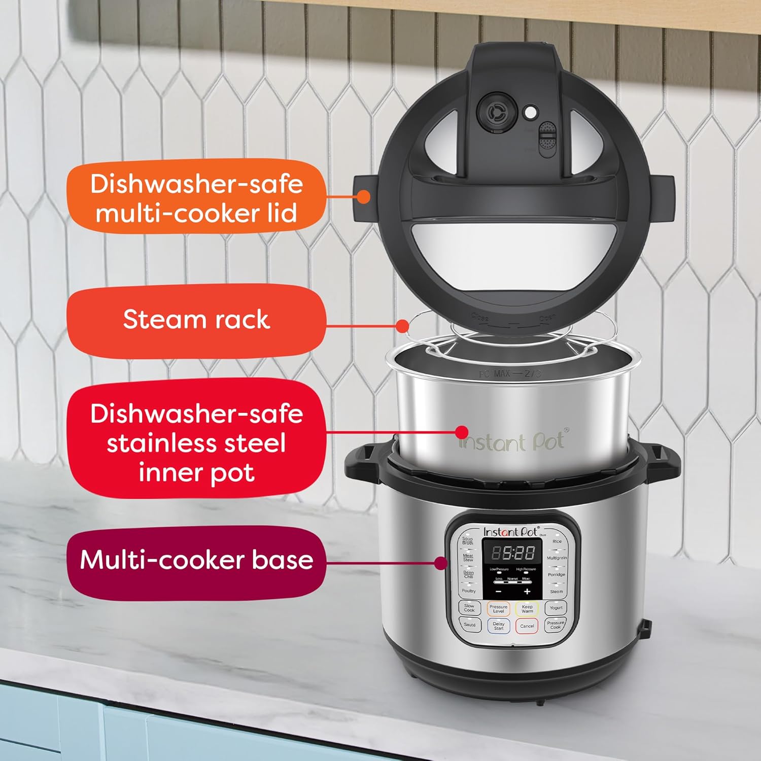 1759851239_Instant-Pot-Duo-7-in-1-Electric-Pressure-Cooker-Slow-Cooker-Rice-Steamer-Saute-Yogurt-Maker-Warmer-Sterilizer-Includes-App-With-Over-800-Recipes-Stainless-Steel-6-Quart.jpg Instant Pot Duo 7-in-1 Electric Pressure Cooker, Slow Cooker, Rice, Steamer, Sauté, Yogurt Maker, Warmer & Sterilizer, Includes App With Over 800 Recipes, Stainless Steel, 6 Quart - Image 7