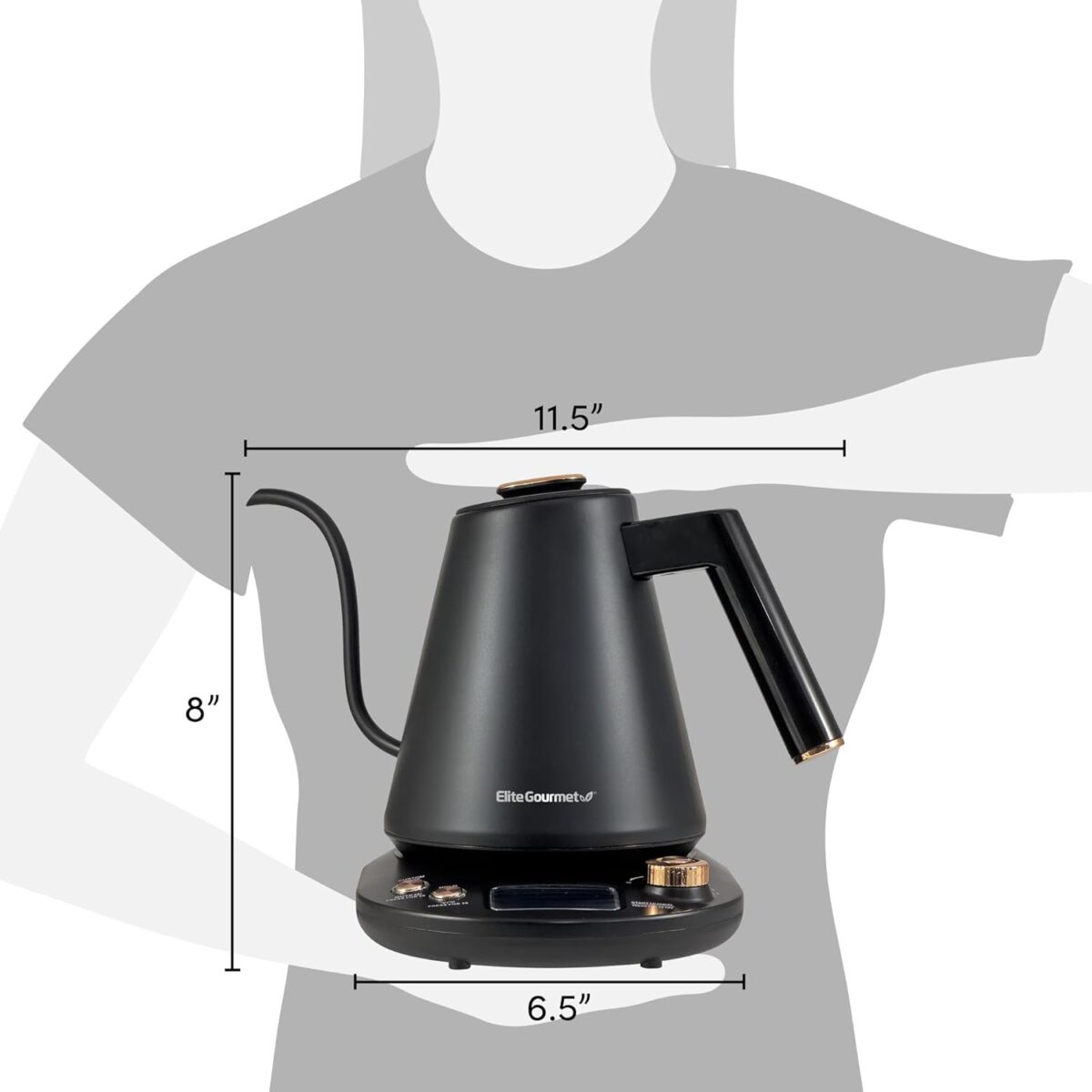 Elite Gourmet EKT3001 1L Digital Water Kettle, 304 Stainless Steel Interior, Programmed Temperatures, Keep Warm Function, Cordless, 360° Base, Auto Off & Audible Indicator, Matte Black - Image 6