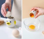 LuoCoCo Cute Egg Separator, Ceramics Vomiting Chicken Egg Yolk White Separator, Practical Household Small Egg Filter Splitter, Kitchen Gadget Baking Assistant Tool, Dishwasher Safe (Yellow) - Image 5