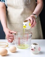 LuoCoCo Cute Egg Separator, Ceramics Vomiting Chicken Egg Yolk White Separator, Practical Household Small Egg Filter Splitter, Kitchen Gadget Baking Assistant Tool, Dishwasher Safe (Yellow) - Image 6