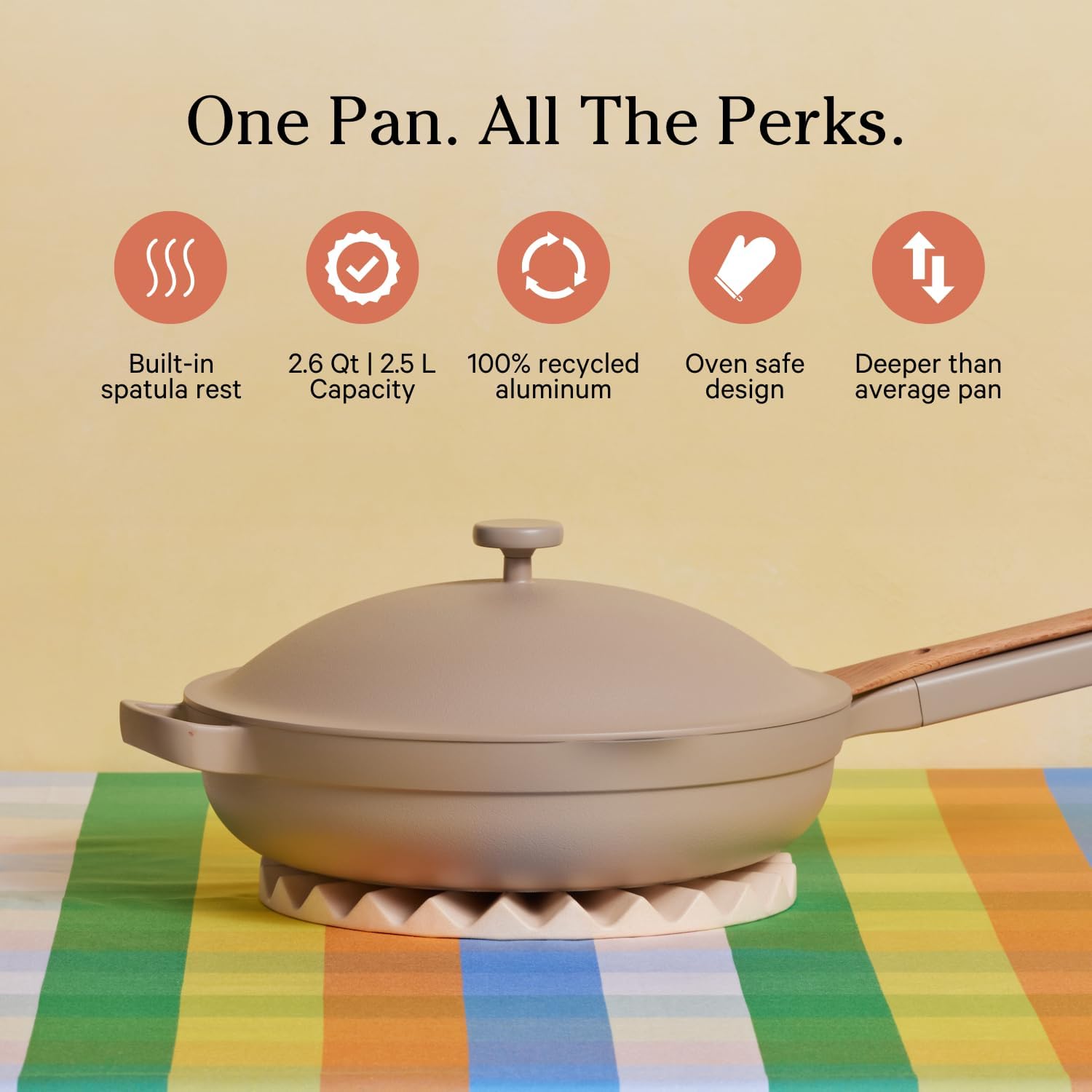 1759853915_Our-Place-Always-Pan-2.0-10.5-2.6-Qt-Nonstick-Toxin-Free-Ceramic-Cookware-Patented-10-in-1-Aluminum-Frying-Saute-Pan-Safe-for-Oven-Induction-All-Cooktops-up-to-450°F-Steam.jpg Our Place Always Pan 2.0-10.5” (2.6 Qt) Nonstick, Toxin-Free Ceramic Cookware | Patented 10-in-1 Aluminum Frying & Sauté Pan | Safe for Oven, Induction & All Cooktops up to 450°F | Steam - Image 3