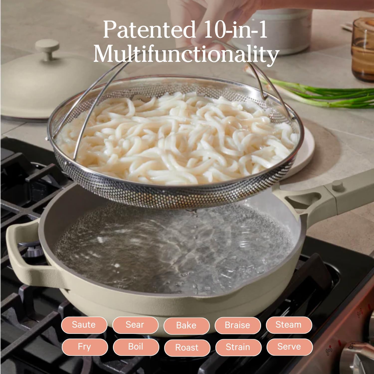 1759853918_Our-Place-Always-Pan-2.0-10.5-2.6-Qt-Nonstick-Toxin-Free-Ceramic-Cookware-Patented-10-in-1-Aluminum-Frying-Saute-Pan-Safe-for-Oven-Induction-All-Cooktops-up-to-450°F-Steam.jpg Our Place Always Pan 2.0-10.5” (2.6 Qt) Nonstick, Toxin-Free Ceramic Cookware | Patented 10-in-1 Aluminum Frying & Sauté Pan | Safe for Oven, Induction & All Cooktops up to 450°F | Steam - Image 5