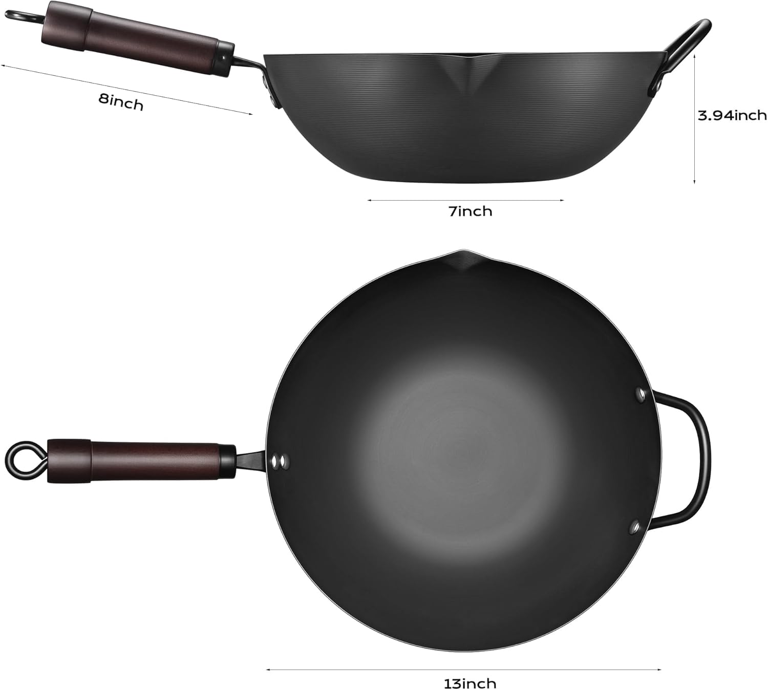 1759853928_Wok-13-Inch-carbon-steel-woks-stir-fry-pans-nonstick-Pre-Seasoned-5.8QT-Flat-Bottom-Chinese-Wok-Pan-with-lid-Carbon-Steel-Cookware-Compatible-with-All-Cooktops.jpg Wok, 13 Inch carbon steel woks & stir-fry pans nonstick, Pre-Seasoned 5.8QT Flat Bottom Chinese Wok Pan with lid, Carbon Steel Cookware, Compatible with All Cooktops - Image 6