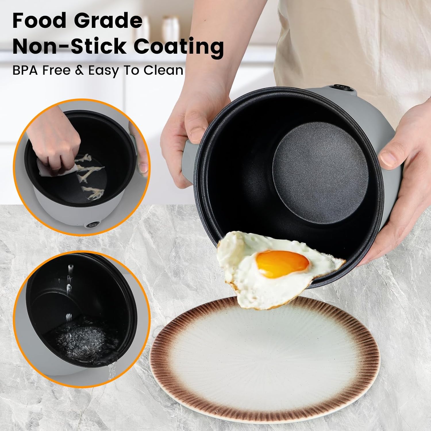 1759854272_Hot-Pot-Electric-With-SteamerRapid-Ramen-Cooker1.8L-Mini-Portable-Self-Heating-Electric-Pot-For-Cooking-Noodles-Steak-PastaShabu-Shabu-Hotpot-Pot-Electric-Dorm-Lazy-PotNon-Stick-Gray.jpg Hot Pot Electric With Steamer,Rapid Ramen Cooker,1.8L Mini Portable Self Heating Electric Pot For Cooking Noodles Steak Pasta,Shabu Shabu Hotpot Pot Electric Dorm Lazy Pot,Non-Stick Gray - Image 5