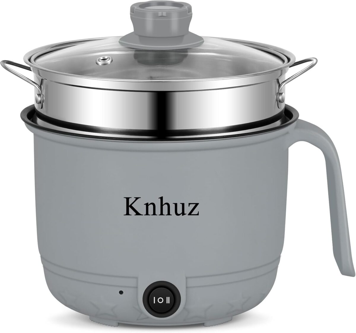 Hot Pot Electric With Steamer,Rapid Ramen Cooker,1.8L Mini Portable Self Heating Electric Pot For Cooking Noodles Steak Pasta,Shabu Shabu Hotpot Pot Electric Dorm Lazy Pot,Non-Stick Gray - Image 9