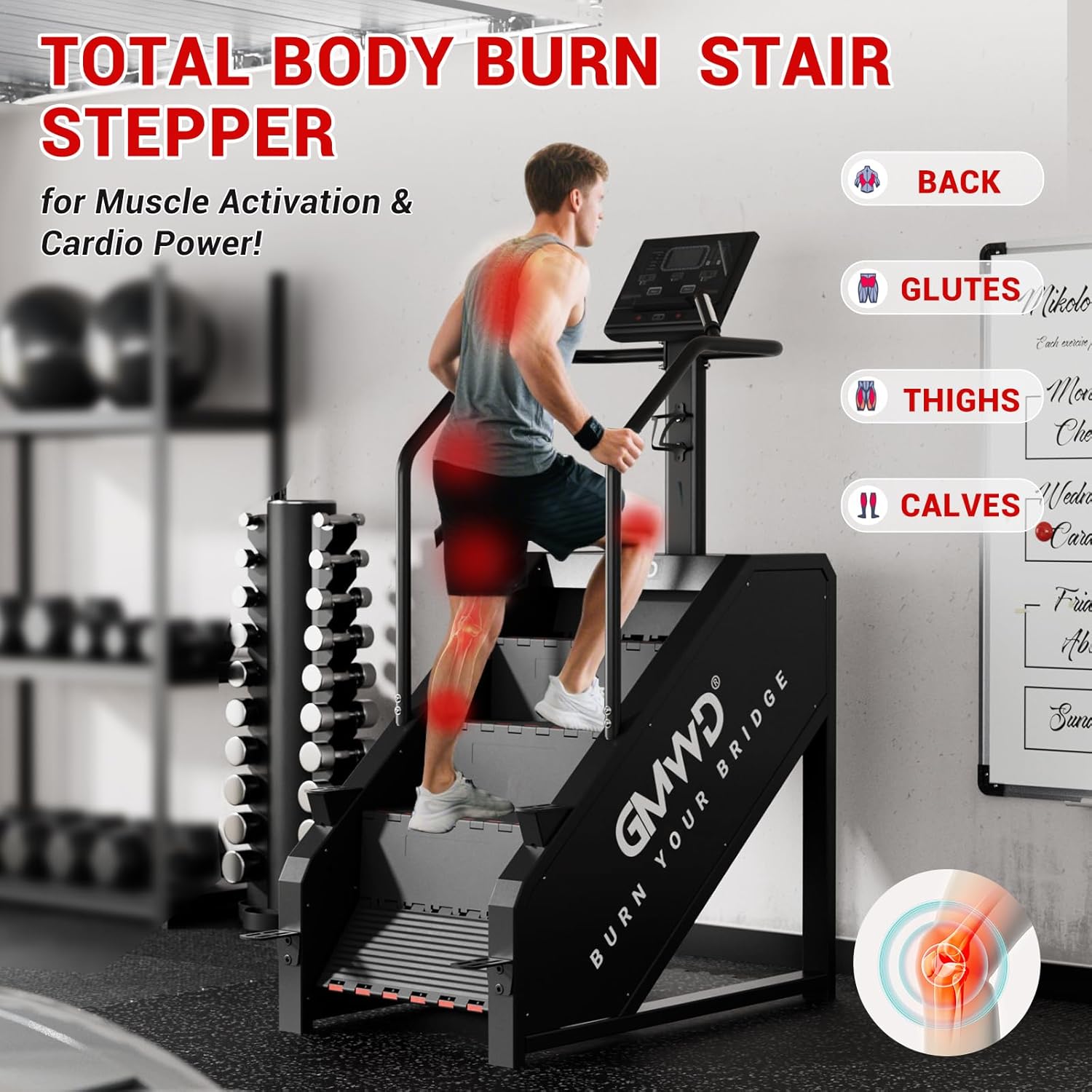 1759862817_Stepper-Machine-GMWD-Stair-Climber-with-LED-Screen-Commercial-Grade-Stair-Stepper-Exercise-Machine-with-15-Resistance-Levels-441LBS-24-164-StepsMinute-Black.jpg Stepper Machine, GMWD Stair Climber with LED Screen, Commercial Grade Stair Stepper Exercise Machine with 15 Resistance Levels, 441LBS, 24-164 Steps/Minute, Black - Image 7