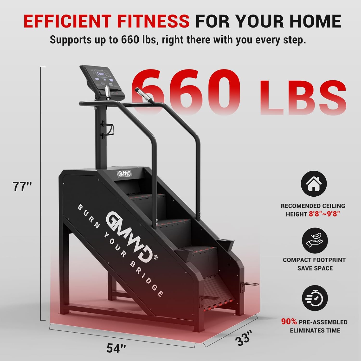 1759862818_Stepper-Machine-GMWD-Stair-Climber-with-LED-Screen-Commercial-Grade-Stair-Stepper-Exercise-Machine-with-15-Resistance-Levels-441LBS-24-164-StepsMinute-Black.jpg Stepper Machine, GMWD Stair Climber with LED Screen, Commercial Grade Stair Stepper Exercise Machine with 15 Resistance Levels, 441LBS, 24-164 Steps/Minute, Black - Image 8