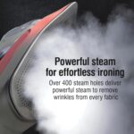CHI Steam Iron for Clothes with 8’ Retractable Cord, 1700 Watts, 3-Way Auto Shutoff, 400+ Holes, Professional Grade, Temperature Control Dial, Lava Infused Ceramic Soleplate, Black (13113) - Image 5