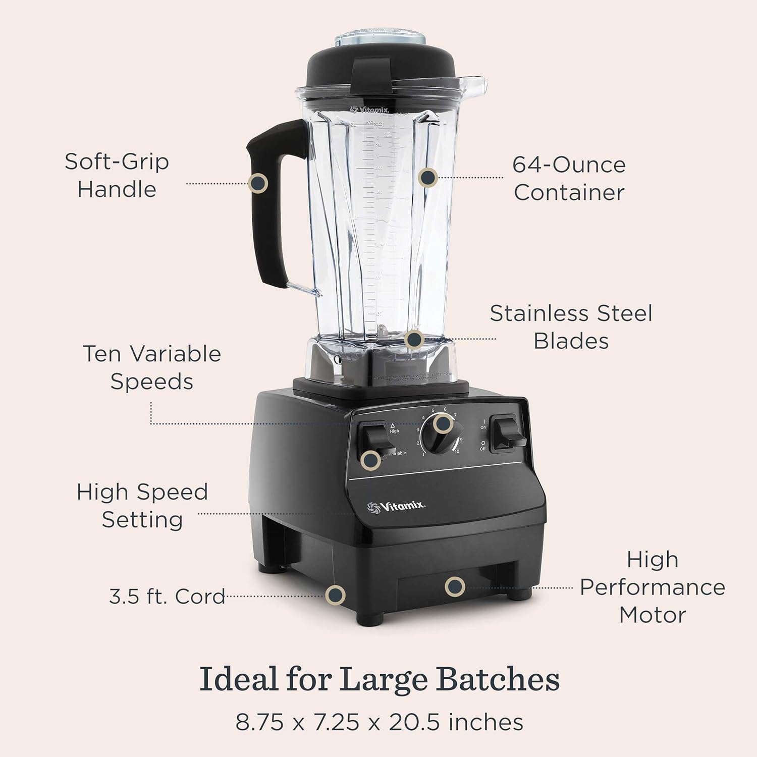1759864702_Vitamix-5200-Blender-Professional-Grade-Blender-for-Smoothies-Soups-Ice-Cream-and-More-Stainless-Steel-Blades-Self-Cleaning-Kitchen-Appliance-64-Oz-Container-Black.jpg Vitamix 5200 Blender, Professional-Grade Blender for Smoothies, Soups, Ice Cream and More, Stainless-Steel Blades, Self-Cleaning Kitchen Appliance, 64 Oz Container, Black - Image 5