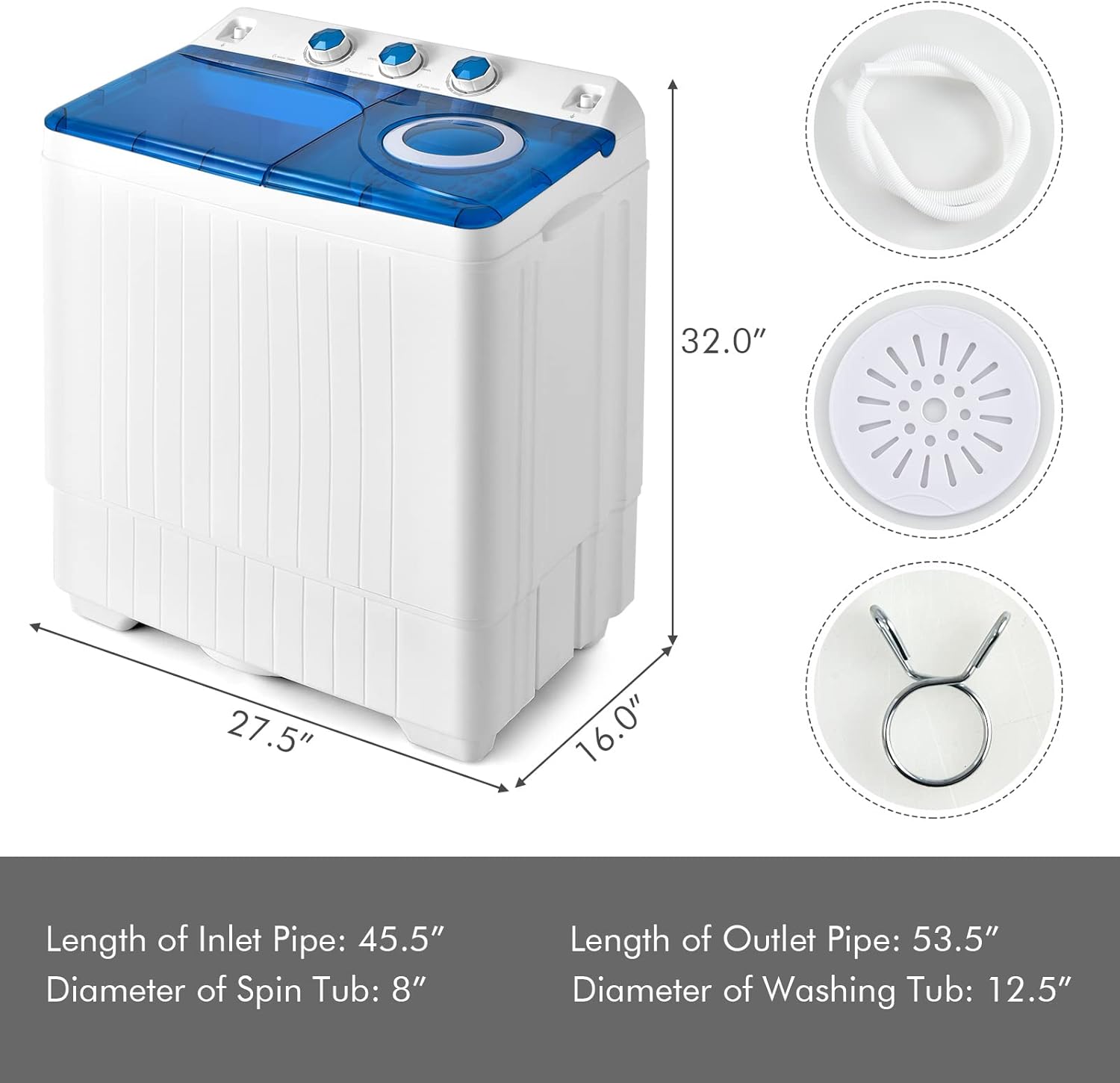 1759865056_COSTWAY-Twin-Tub-26lbs-Capacity-Laundry-18lbs-8lbs-Spinner-Combo-with-Timer-Knobs-Built-in-Drain-Pump-Compact-Washer-for-Home-Dorm-Apartment-BlueWhite-portable-washing-machine.jpg COSTWAY, Twin Tub 26lbs Capacity Laundry, 18lbs 8lbs Spinner Combo with Timer Knobs, Built-in Drain Pump, Compact Washer for Home Dorm Apartment (Blue+White) portable washing machine - Image 6