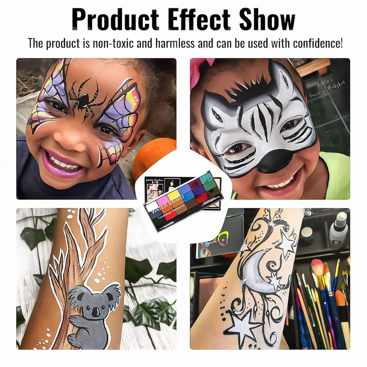 Face Painting Kit Non-toxic Body Paint Washable 18 Colors Facepaint Makeup Kit for Adults with 10 Face Paint Brushes for Halloween Party Cosplay Makeup (Color 001) - Image 9