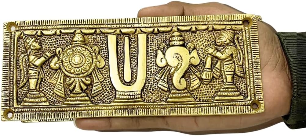 1759866627_Brass-Shankh-Chakra-NamahNamam-Showpiece-Large-1-Piece-YellowGolden.jpg Brass Shankh Chakra Namah,Namam Showpiece Large 1 Piece (Yellow(Golden)) - Image 3