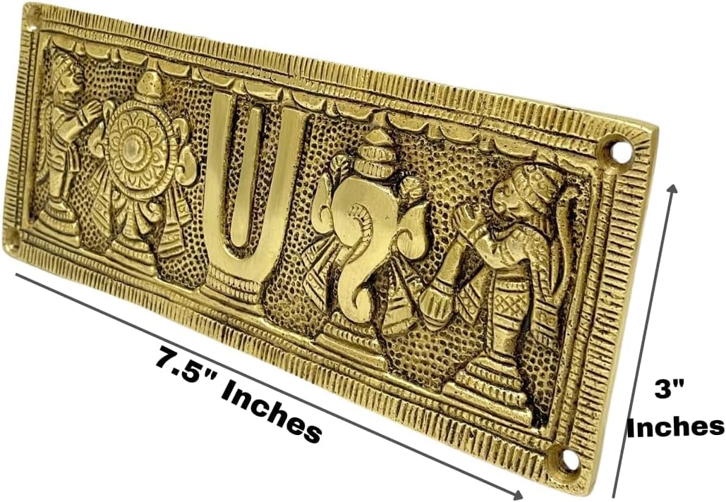 1759866628_Brass-Shankh-Chakra-NamahNamam-Showpiece-Large-1-Piece-YellowGolden.jpg Brass Shankh Chakra Namah,Namam Showpiece Large 1 Piece (Yellow(Golden)) - Image 4