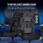 Corsair TC100 Relaxed Gaming Chair - Fabric - Racing-Inspired Design - Lumbar Pillow - Detachable Memory Foam Neck Pillow - Adjustable Seat Height - Adjustable Armrests - Gray and Black - Image 4