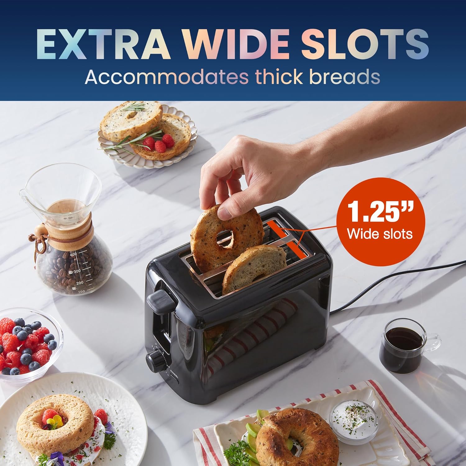 1759906738_Elite-Gourmet-ECT1027B-Cool-Touch-Toaster-with-6-Temperature-Settings-Extra-Wide-1.25-Slots-for-Bagels-Waffles-Specialty-Breads-Puff-Pastry-Snacks-ETL-Certified-2-Slices-Black.jpg Elite Gourmet ECT1027B Cool Touch Toaster with 6 Temperature Settings & Extra Wide 1.25" Slots for Bagels, Waffles, Specialty Breads, Puff Pastry, Snacks, ETL Certified, 2 Slices, Black - Image 4