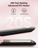 Hair Straightener 1 Inch Flat Iron and Curler 2 in 1 Titanium Ceramic Ionic Dual Voltage Straightener with Heat-Resistant Silicone, for Less Frizz, Shinier & Smoother - Image 6