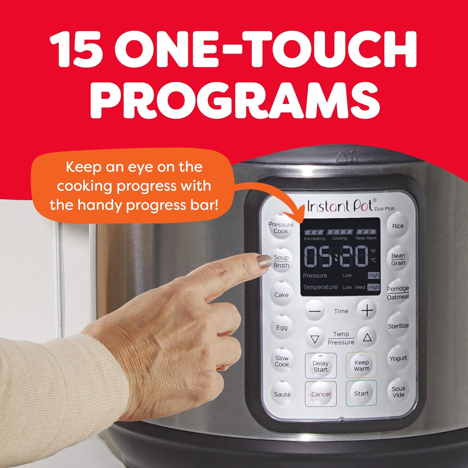 1759940559_Instant-Pot-Duo-Plus-9-in-1-Multicooker-Pressure-Cooker-Slow-Cook-Rice-Maker-Steamer-Saute-Yogurt-Warmer-Sterilizer-Includes-App-With-Over-800-Recipes-Stainless-Steel-6-Quarts.jpg Instant Pot Duo Plus 9-in-1 Multicooker, Pressure Cooker, Slow Cook, Rice Maker, Steamer, Sauté, Yogurt, Warmer & Sterilizer, Includes App With Over 800 Recipes, Stainless Steel, 6 Quarts - Image 5