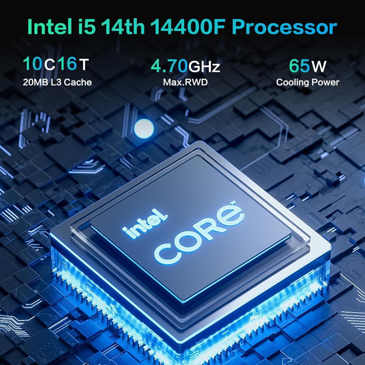 Gaming PC Desktop Computer,Core i5 14400F Gaming Computer RTX 4060,32GB DDR4 RAM 1TB SSD,ARGB Fan,Prebuilt Gaming PC Tower for Office - Image 3