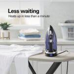 Hamilton Beach Steam Iron for Clothes & Garment Steamer with Smooth Press Stainless Steel Soleplate, 1200 Watts, 8’ Retractable Cord, Black (14214) - Image 5