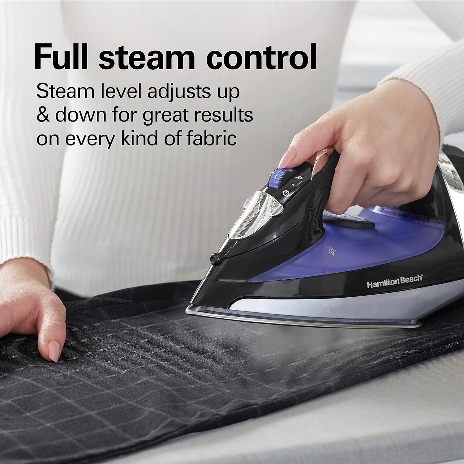 1759949428_Hamilton-Beach-Steam-Iron-for-Clothes-Garment-Steamer-with-Smooth-Press-Stainless-Steel-Soleplate-1200-Watts-8-Retractable-Cord-Black-14214.jpg Hamilton Beach Steam Iron for Clothes & Garment Steamer with Smooth Press Stainless Steel Soleplate, 1200 Watts, 8’ Retractable Cord, Black (14214) - Image 7