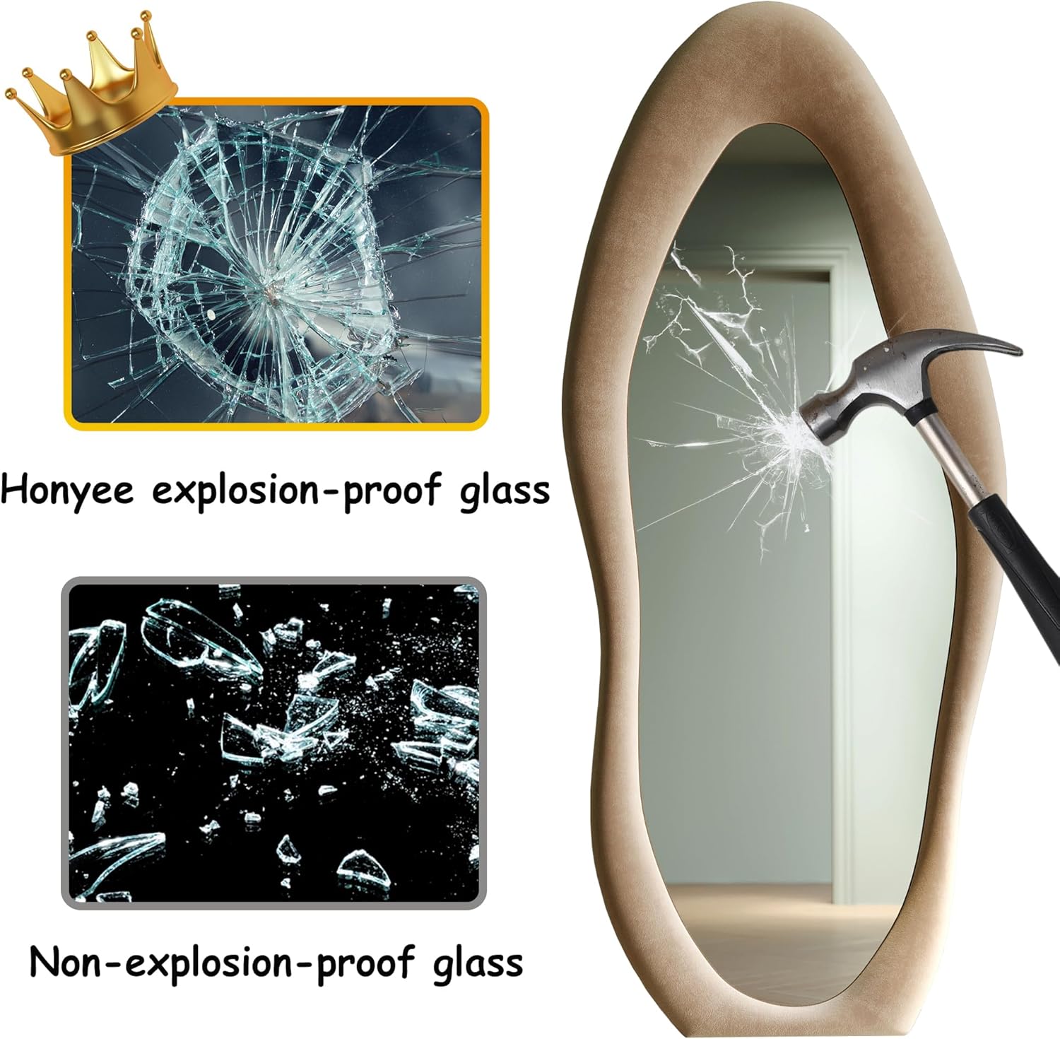 1759953866_Honyee-Full-Length-Mirror-63-x-24-Wall-Mirror-Flannel-Wrapped-Wooden-Frame-Floor-Mirror-Irregular-Wavy-Mirror-Hanging-or-Leaning-Against-Wall-for-CloakroomBedroomLiving-Room-Milk-Tea.jpg Honyee Full Length Mirror, 63" x 24" Wall Mirror, Flannel Wrapped Wooden Frame Floor Mirror, Irregular Wavy Mirror Hanging or Leaning Against Wall for Cloakroom/Bedroom/Living Room, Milk Tea - Image 7
