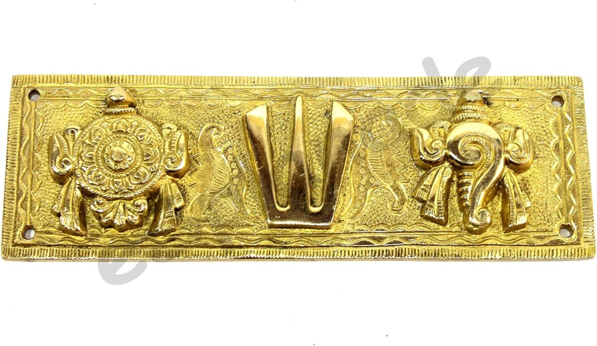 eSplanade Brass Shankh Chakra Namah Showpiece | Shankha Chakra Tilak | Shankha Gada Padma | Padmanabha Swami | Vishnu | Home Decor (8 Inches) - Image 7